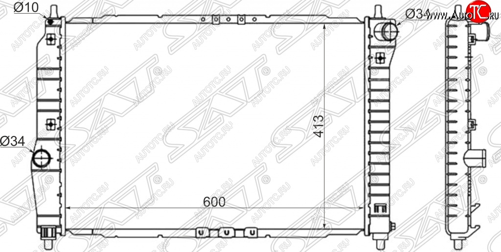 4 949 р. Радиатор двигателя SAT (трубчатый, 1.4, МКПП) Chevrolet Aveo T200 хэтчбек 5 дв (2002-2008)  с доставкой в г. Краснодар