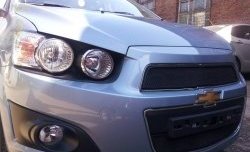 1 469 р. Нижняя сетка на бампер Russtal (черная)  Chevrolet Aveo  T300 (2011-2015) седан, хэтчбек  с доставкой в г. Краснодар. Увеличить фотографию 2