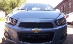 1 469 р. Сетка в решетку радиатора Russtal Chevrolet Aveo T300 седан (2011-2015) (черная)  с доставкой в г. Краснодар. Увеличить фотографию 3