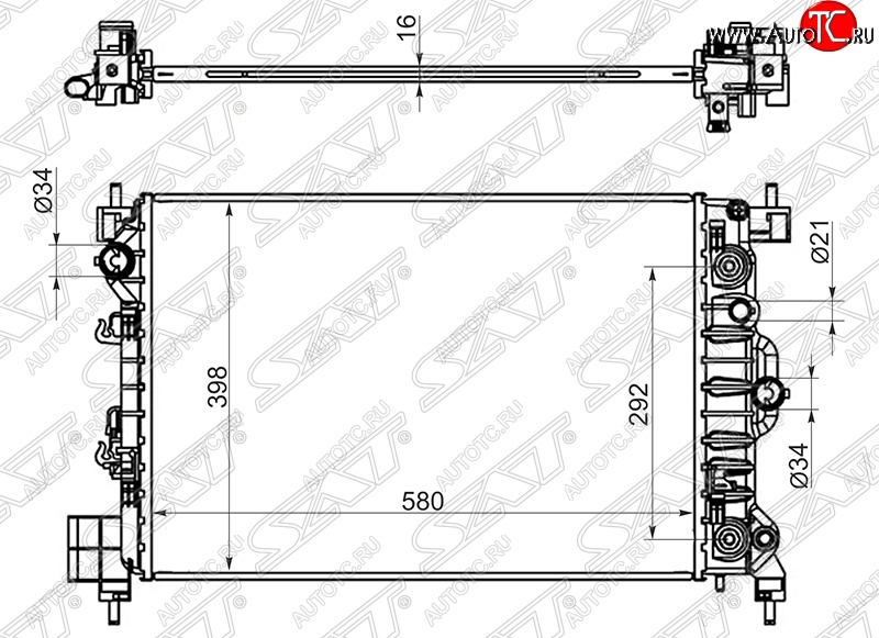 7 999 р. Радиатор двигателя SAT (пластинчатый, 1.6, АКПП/МКПП)  Chevrolet Aveo  T300 (2011-2015), Chevrolet Cobalt (2011-2023), Opel Mokka (2012-2016), Ravon R4 (2016-2020)  с доставкой в г. Краснодар