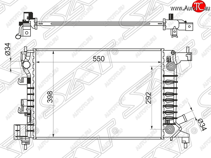 8 899 р. Радиатор двигателя SAT (пластинчатый, 1.2/1.4, АКПП)  Chevrolet Aveo  T300 - Cobalt  с доставкой в г. Краснодар