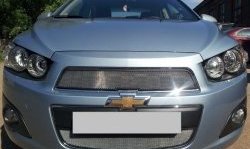 3 199 р. Сетка на бампер Russtal (хром) Chevrolet Captiva 2-ой рестайлинг (2013-2016)  с доставкой в г. Краснодар. Увеличить фотографию 2