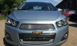 3 199 р. Сетка на бампер Russtal (хром) Chevrolet Captiva 2-ой рестайлинг (2013-2016)  с доставкой в г. Краснодар. Увеличить фотографию 3