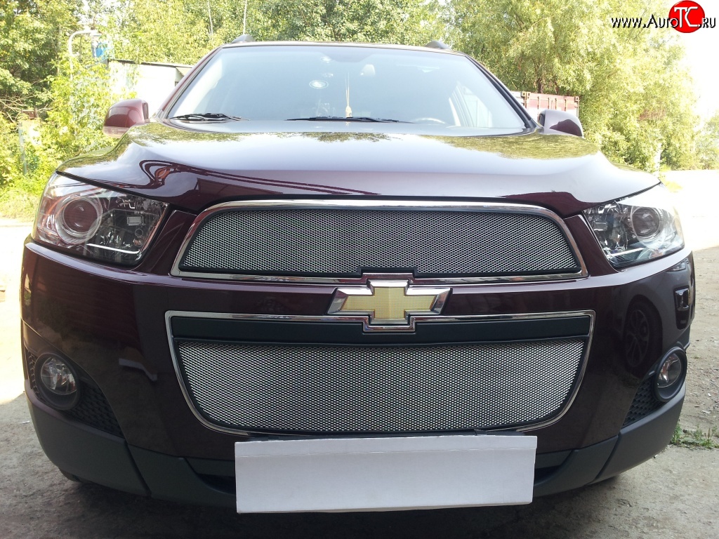 3 199 р. Сетка на бампер Russtal (хром)  Chevrolet Captiva (2011-2013) 1-ый рестайлинг  с доставкой в г. Краснодар