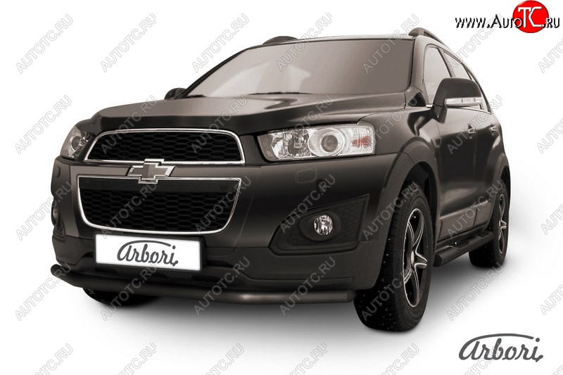 6 389 р. Защита переднего бампера Arbori (черная, 1 труба d57 mm). Chevrolet Captiva 2-ой рестайлинг (2013-2016)  с доставкой в г. Краснодар