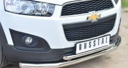 20 099 р. Защита переднего бампера (2 трубыØ63 и 42 мм, нержавейка) SLITKOFF  Chevrolet Captiva (2013-2016) 2-ой рестайлинг  с доставкой в г. Краснодар. Увеличить фотографию 2