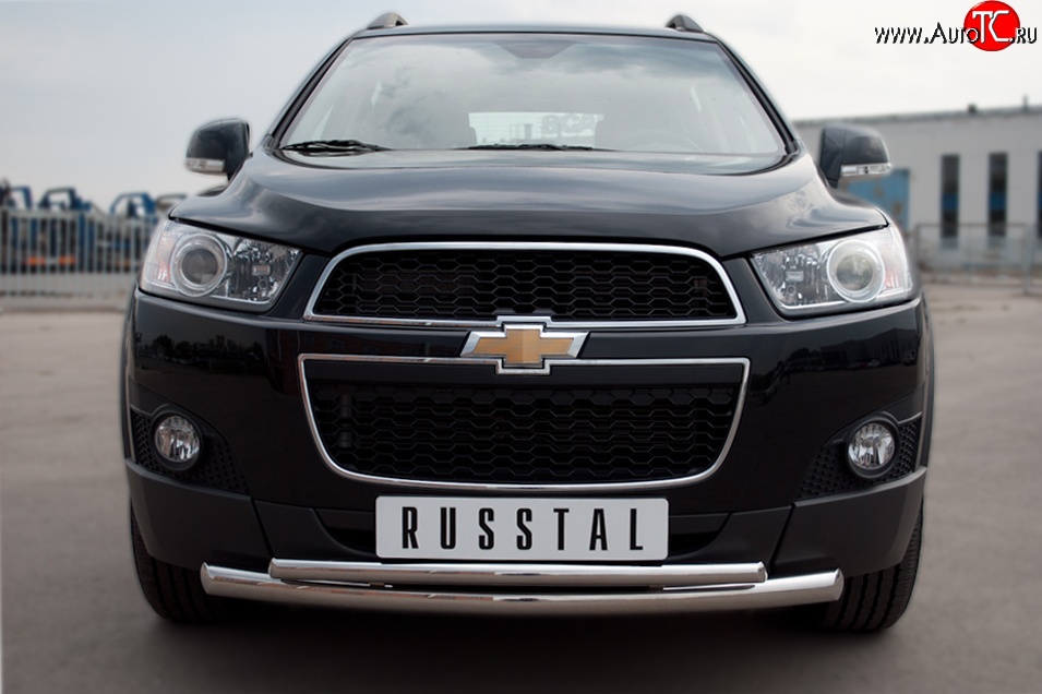 20 099 р. Защита переднего бампера (2 трубыØ63 и 42 мм, нержавейка) SLITKOFF  Chevrolet Captiva (2006-2011)  дорестайлинг  с доставкой в г. Краснодар