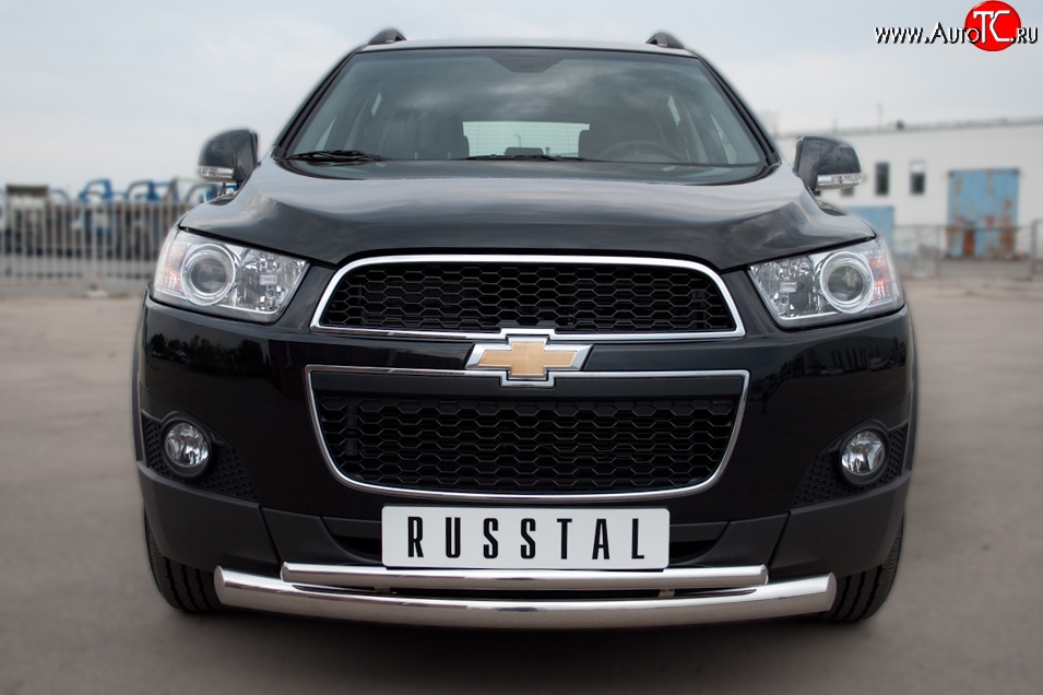 18 699 р. Защита переднего бампера (2 трубыØ76 и 42 мм, нержавейка) SLITKOFF Chevrolet Captiva 1-ый рестайлинг (2011-2013)  с доставкой в г. Краснодар