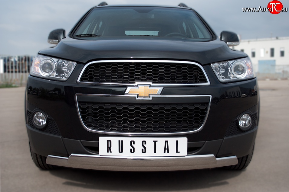 25 999 р. Защита переднего бампера (2 трубыØ75х42 мм, нержавейка) Russtal Chevrolet Captiva 1-ый рестайлинг (2011-2013)  с доставкой в г. Краснодар