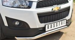 16 999 р. Защита переднего бампера (Ø63 мм волна, нержавейка) SLITKOFF  Chevrolet Captiva (2013-2016) 2-ой рестайлинг  с доставкой в г. Краснодар. Увеличить фотографию 2