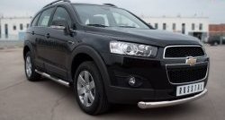 16 999 р. Одинарная защита переднего бампера диаметром 76 мм SLITKOFF Chevrolet Captiva 1-ый рестайлинг (2011-2013)  с доставкой в г. Краснодар. Увеличить фотографию 4