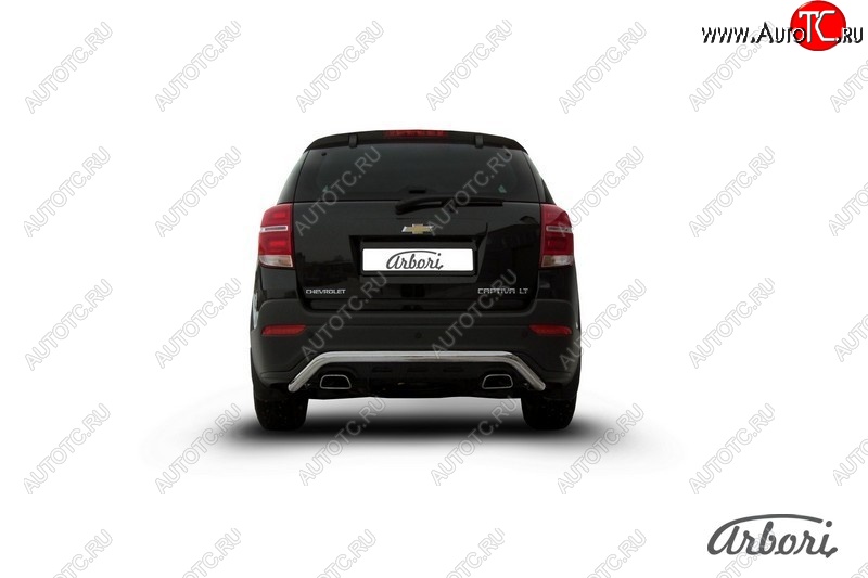 12 149 р. Защита заднего бампера Arbori (скоба, нержавейка, 1 труба d57 mm). Chevrolet Captiva 2-ой рестайлинг (2013-2016)  с доставкой в г. Краснодар