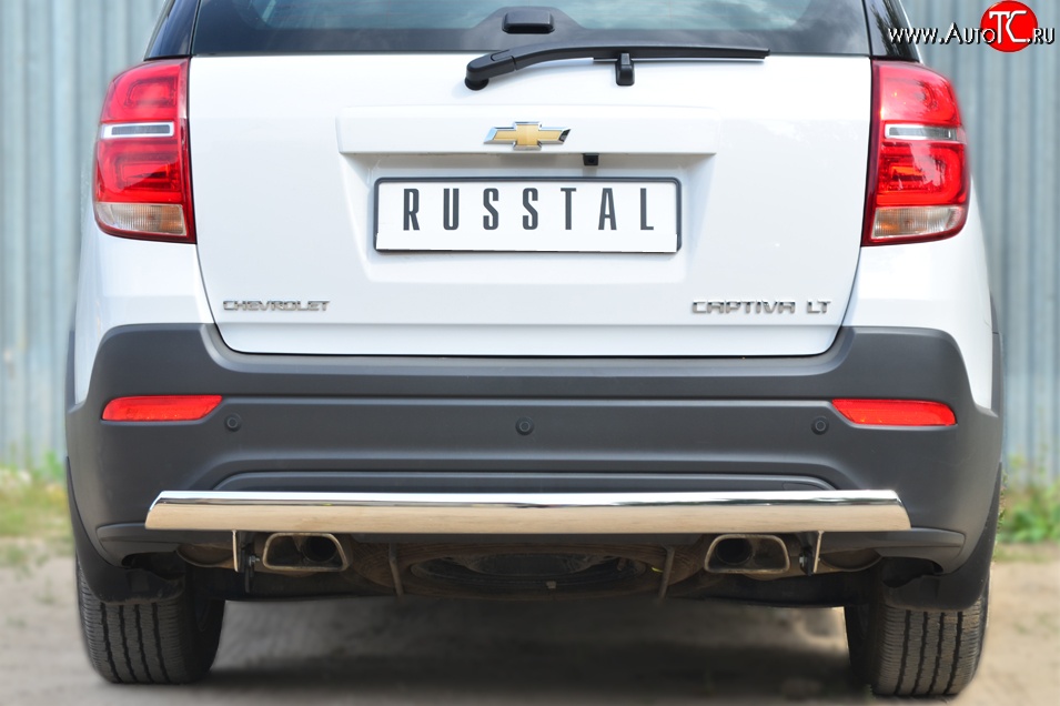 14 999 р. Защита заднего бампера (Ø75x42 мм, нержавейка) Russtal Chevrolet Captiva 2-ой рестайлинг (2013-2016)  с доставкой в г. Краснодар