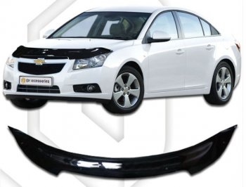 Дефлектор капота CA-Plastic Chevrolet (Шевролет) Cruze (Круз) ( J300,  D2LC) (2009-2018) J300, D2LC седан дорестайлинг, седан рестайлинг, седан дорестайлинг