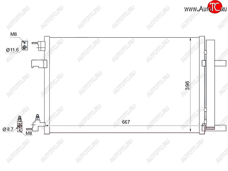 5 999 р. Радиатор кондиционера SAT (1.6 / 1.7D / 2.0D / 1.4T / 1.6T,  Chevrolet Cruze (J300,  J305,  J308), Orlando, Opel Astra (J), Insignia (A,  А), Zafira (С,  C)  с доставкой в г. Краснодар