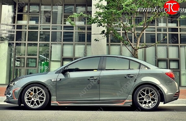 4 199 р. Пороги накладки CT Chevrolet Cruze J305 хэтчбек дорестайлинг (2009-2012) (Неокрашенные)  с доставкой в г. Краснодар