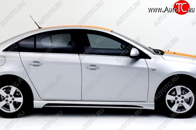 4 199 р. Пороги накладки Extrime Chevrolet Cruze J300 седан рестайлинг (2012-2015) (Неокрашенные)  с доставкой в г. Краснодар