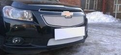 1 559 р. Нижняя сетка на бампер Russtal (хром)  Chevrolet Cruze ( J300,  J305) (2009-2015) седан дорестайлинг, хэтчбек дорестайлинг, седан рестайлинг, хэтчбек рестайлинг  с доставкой в г. Краснодар. Увеличить фотографию 2