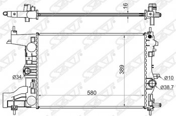 6 649 р. Радиатор двигателя SAT (пластинчатый, 1,4/1,6/1,8, МКПП) Chevrolet Cruze J300 седан дорестайлинг (2009-2012)  с доставкой в г. Краснодар. Увеличить фотографию 1