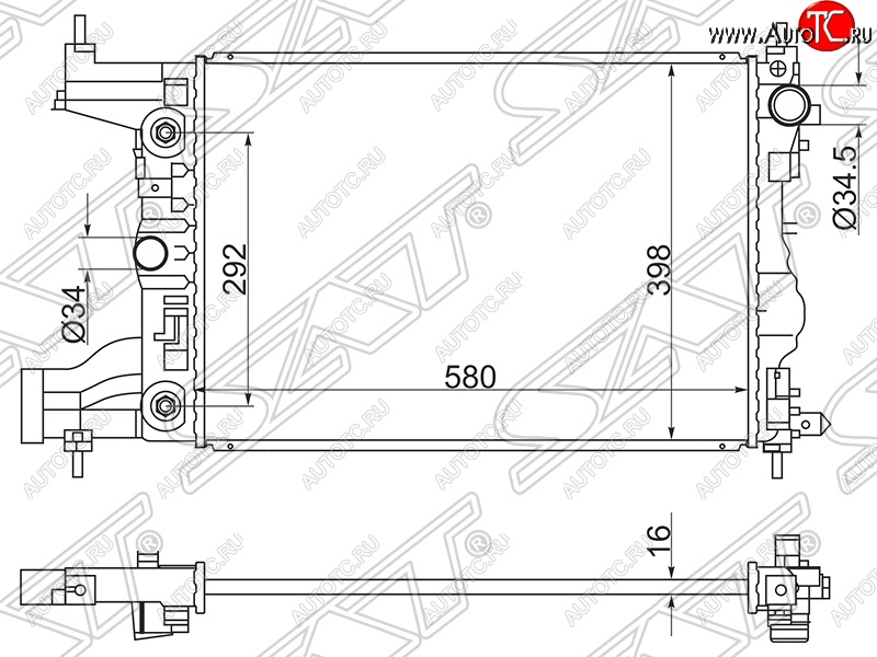 6 399 р. Радиатор двигателя SAT (трубчатый, МКПП/АКПП)  Chevrolet Cruze ( J300,  J305,  J308) - Lacetti ( седан,  универсал,  хэтчбек)  с доставкой в г. Краснодар