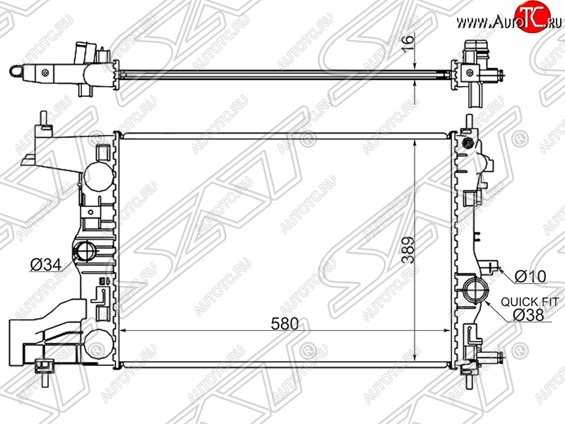 5 699 р. Радиатор двигателя SAT (трубчатый, 1.4/1.6/1.8, МКПП)  Chevrolet Cruze (J300,  J305,  J308), Orlando, Opel Astra (J), Zafira (С,  C)  с доставкой в г. Краснодар