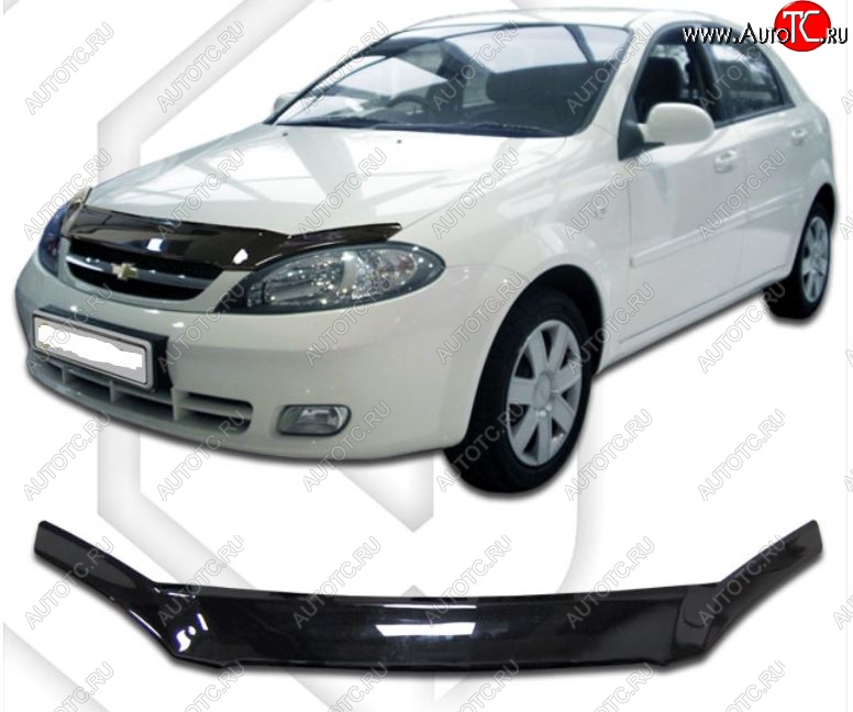 1 999 р. Дефлектор капота CA-Plastic  Chevrolet Lacetti  хэтчбек (2002-2013) (Classic черный, Без надписи)  с доставкой в г. Краснодар