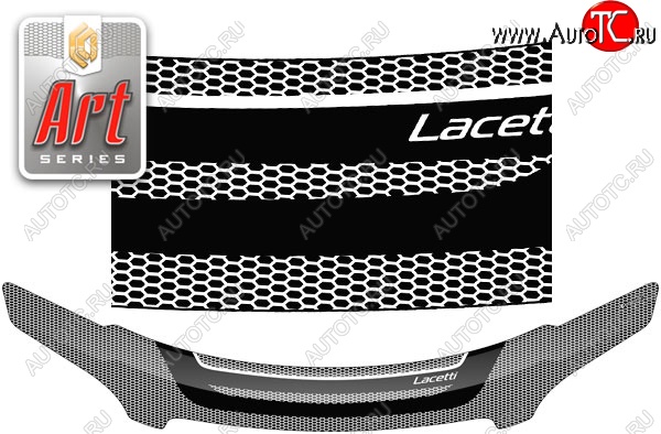 2 299 р. Дефлектор капота CA-Plastiс  Chevrolet Lacetti  универсал (2002-2013) (Серия Art серебро)  с доставкой в г. Краснодар