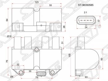 2 299 р. Катушка зажигания SAT Chevrolet Lanos T100 седан (2002-2017)  с доставкой в г. Краснодар. Увеличить фотографию 1