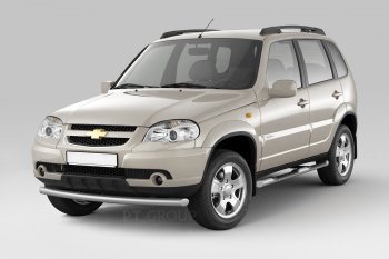 4 299 р. Защита порогов из трубы Ø63 мм с проступью Petroil Tuning Chevrolet Niva 2123 рестайлинг (2009-2020) (Сталь полимерным покрытием в цвет: серебристый ❞Искра❝)  с доставкой в г. Краснодар. Увеличить фотографию 1