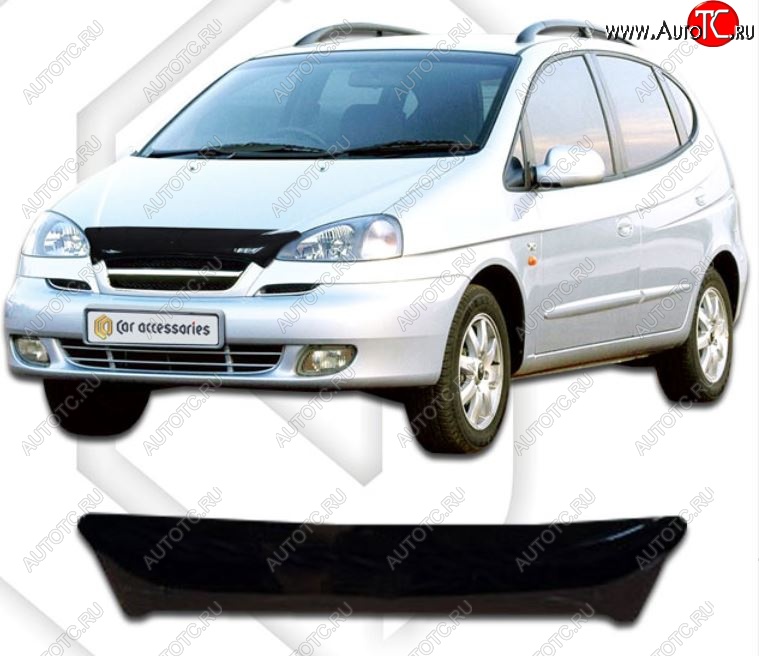 1 759 р. Дефлектор капота CA-Plastic  Chevrolet Rezzo (2000-2008) (Classic черный, Без надписи)  с доставкой в г. Краснодар