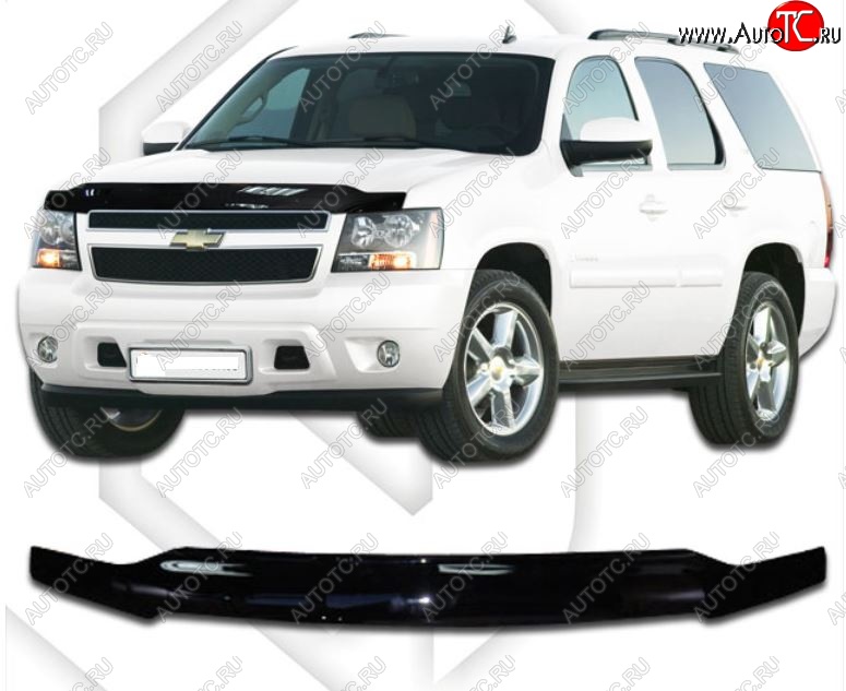 2 079 р. Дефлектор капота CA-Plastic  Chevrolet Tahoe  GMT900 (2006-2013) 5 дв. (Classic черный, Без надписи)  с доставкой в г. Краснодар