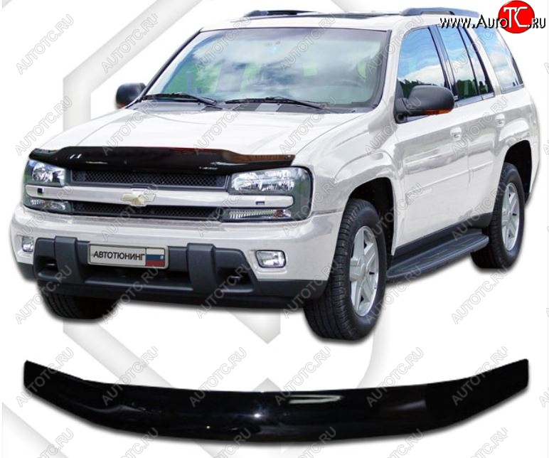 2 159 р. Дефлектор капота CA-Plastic  Chevrolet Trailblazer  GMT360 (2006-2012) рестайлинг (Classic черный, Без надписи)  с доставкой в г. Краснодар