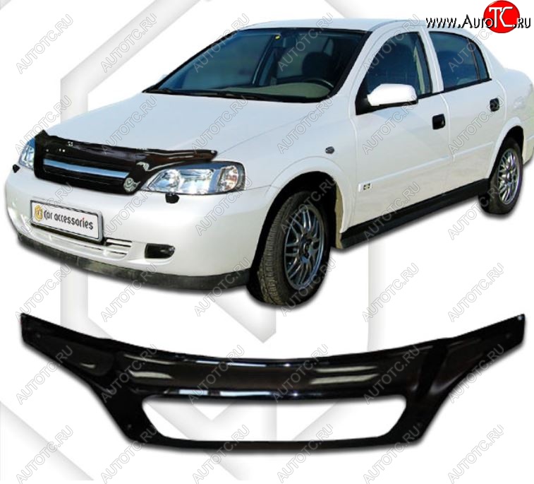 2 399 р. Дефлектор капота CA-Plastic exclusive  Chevrolet Viva (2005-2008) (Classic черный, Без надписи)  с доставкой в г. Краснодар