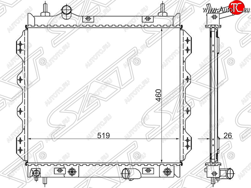 9 549 р. Радиатор двигателя SAT (пластинчатый, 1.6/2.0/2.4/2.4T, МКПП/АКПП)  Chrysler PT Cruiser (2000-2010)  дорестайлинг,  рестайлинг  с доставкой в г. Краснодар