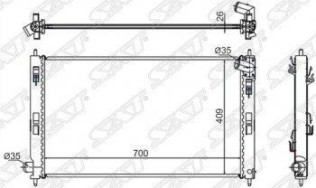 Радиатор двигателя SAT (пластинчатый, 2.4/3.0, МT) Mitsubishi Lancer CY седан дорестайлинг (2007-2010)