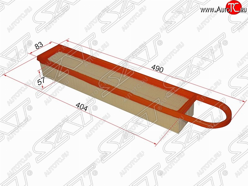 449 р. Фильтр воздушный двигателя SAT (490/404х83х57 mm)  CITROEN C3 (дорестайлинг), C4 (B7), DS3 (PF1), Peugeot 207 (WK,  WA,  WC), 3008, 308 (T7)  с доставкой в г. Краснодар