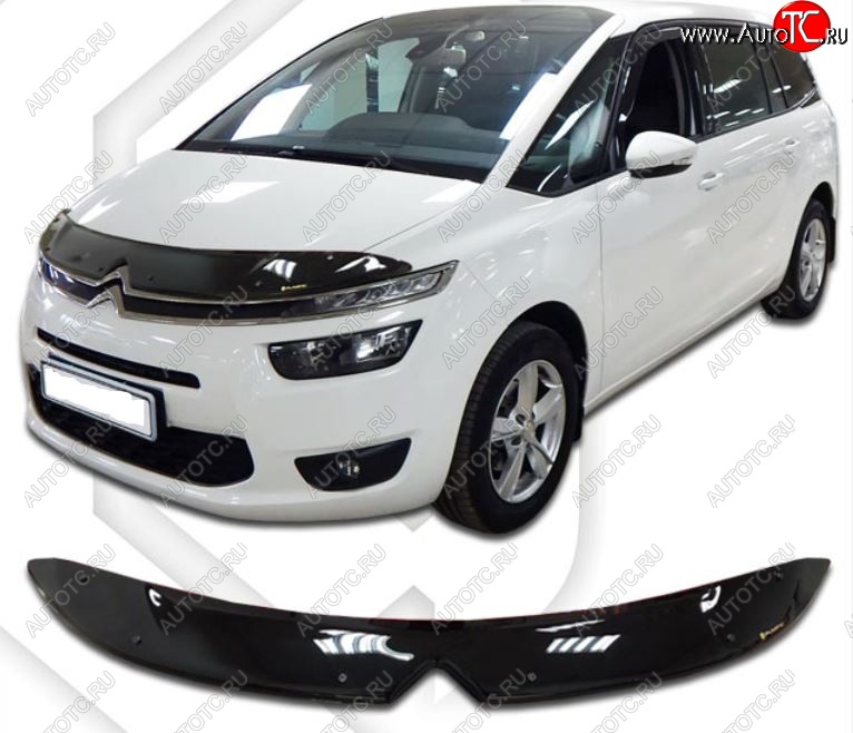 2 079 р. Дефлектор капота CA-Plastiс  CITROEN C4 picasso  3D (2014-2018) минивэн дорестайлинг, минивэн рестайлинг (Classic черный, Без надписи)  с доставкой в г. Краснодар