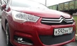 1 469 р. Сетка на бампер (хетчбек) Russtal (черная)  CITROEN C4  B7 (2011-2018) хэтчбэк 5 дв.  с доставкой в г. Краснодар. Увеличить фотографию 2