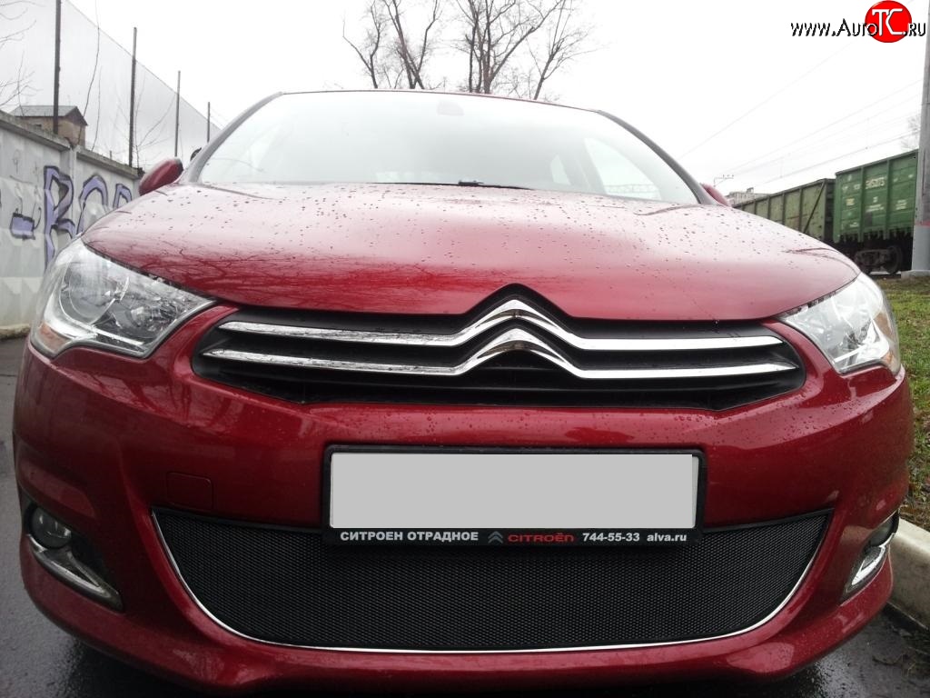 1 469 р. Сетка на бампер (хетчбек) Russtal (черная)  CITROEN C4  B7 (2011-2018) хэтчбэк 5 дв.  с доставкой в г. Краснодар