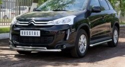 20 999 р. Защита переднего бампера (2 трубыØ63 и 42 мм, нержавейка) SLITKOFF CITROEN C4 aircross (2012-2017)  с доставкой в г. Краснодар. Увеличить фотографию 2