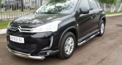 Защита переднего бампера (2 трубыØ76 и 42 мм, нержавейка) SLITKOFF CITROEN C4 aircross (2012-2017)