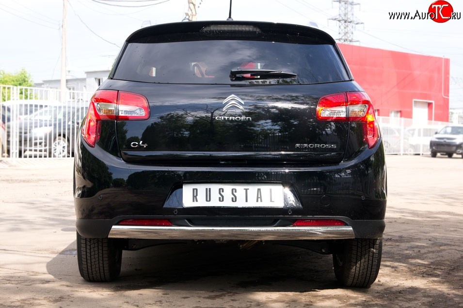 18 549 р. Защита заднего бампера (Ø75x42 мм, нержавейка) Russtal CITROEN C4 aircross (2012-2017)  с доставкой в г. Краснодар