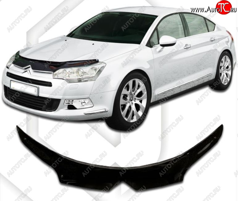 2 199 р. Дефлектор капота CA-Plastic exclusive  CITROEN C5 ( RD,  RW) (2008-2017) дорестайлинг, седан, доресталийнг, универсал (Classic черный, Без надписи)  с доставкой в г. Краснодар