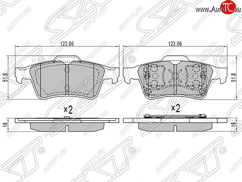 899 р. Колодки тормозные SAT (задние) Ford Focus 2  седан дорестайлинг (2004-2008)  с доставкой в г. Краснодар