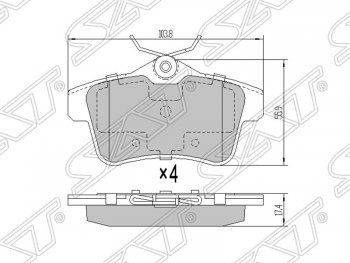 Колодки тормозные SAT (задние) CITROEN DS4 PF1 дорестайлинг,хэтчбэк 5дв. (2010-2015)