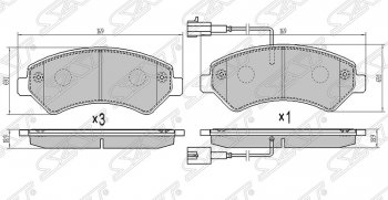 Колодки тормозные SAT (передние, с 2-мя датчиками износа) CITROEN Jumper 250 (2006-2014)