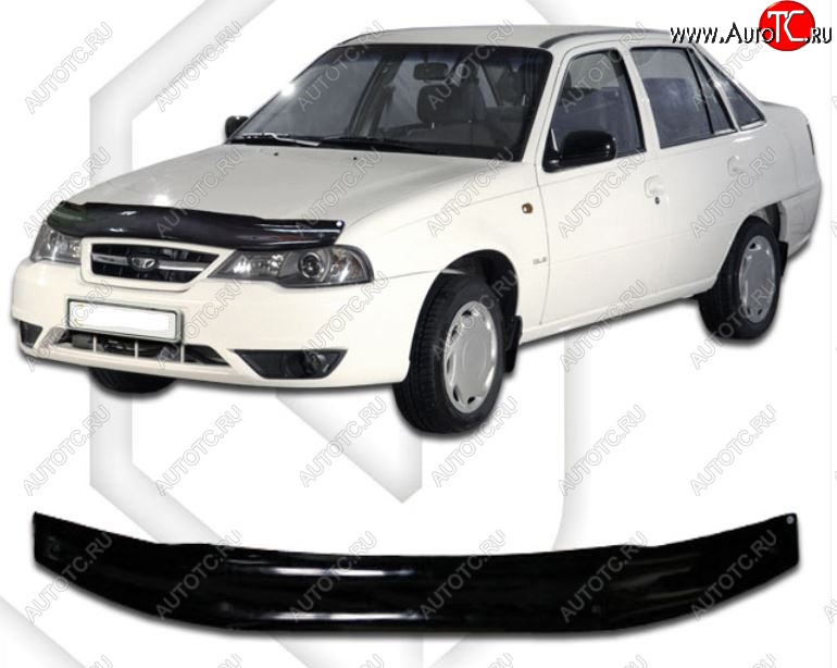 1 839 р. Дефлектор капота CA-Plastic  Daewoo Nexia  рестайлинг (2008-2015) (Classic черный, Без надписи)  с доставкой в г. Краснодар