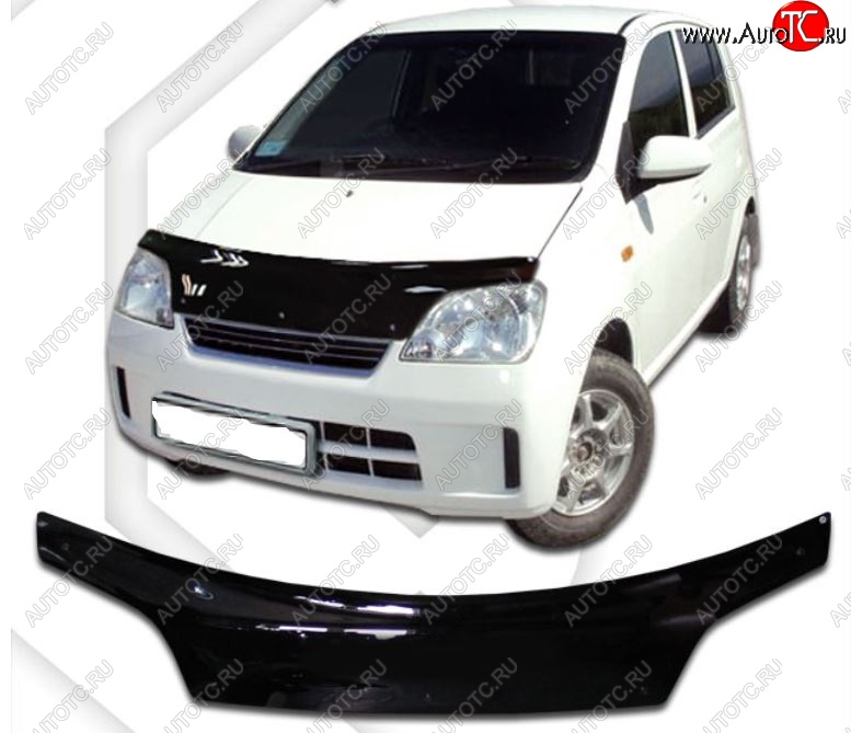 2 099 р. Дефлектор капота (кузов L250S, L250V, L260S) CA-Plastic  Daihatsu Mira (2003-2007) (Classic черный, Без надписи)  с доставкой в г. Краснодар