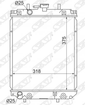 Радиатор двигателя SAT (пластинчатый, МКПП/АКПП) Daihatsu Sirion (1998-2005)