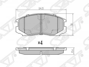 Колодки тормозные SAT (передние) Mitsubishi Lancer 8 дорестайлинг седан (1995-1997)